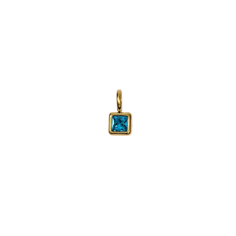 Square Birthstone Charm with fine chain