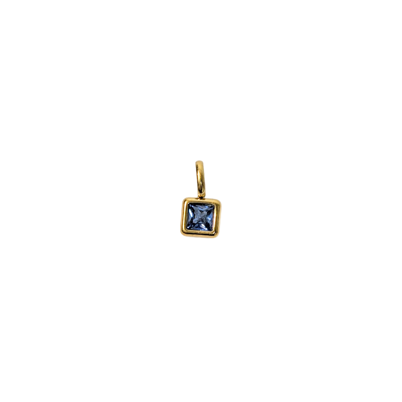 Square Birthstone Charm with fine chain