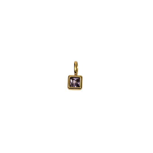 Square Birthstone Charm with fine chain